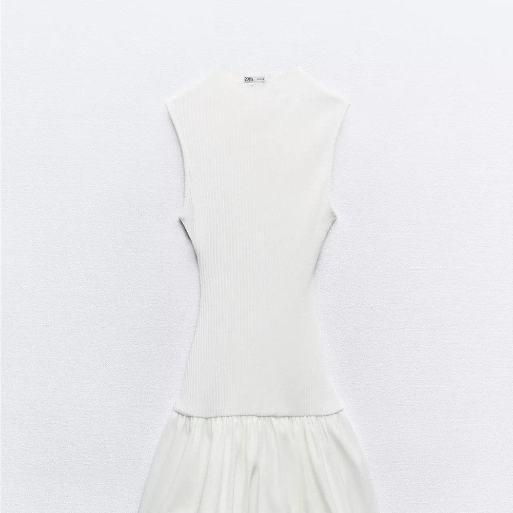 Zara White Sheath Pleated Mini Dress